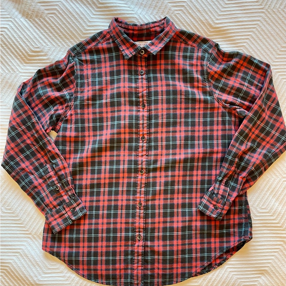 Filson Garment Women’s XL Long Sleeve Button Up Cotton Red Black Plaid Flannel